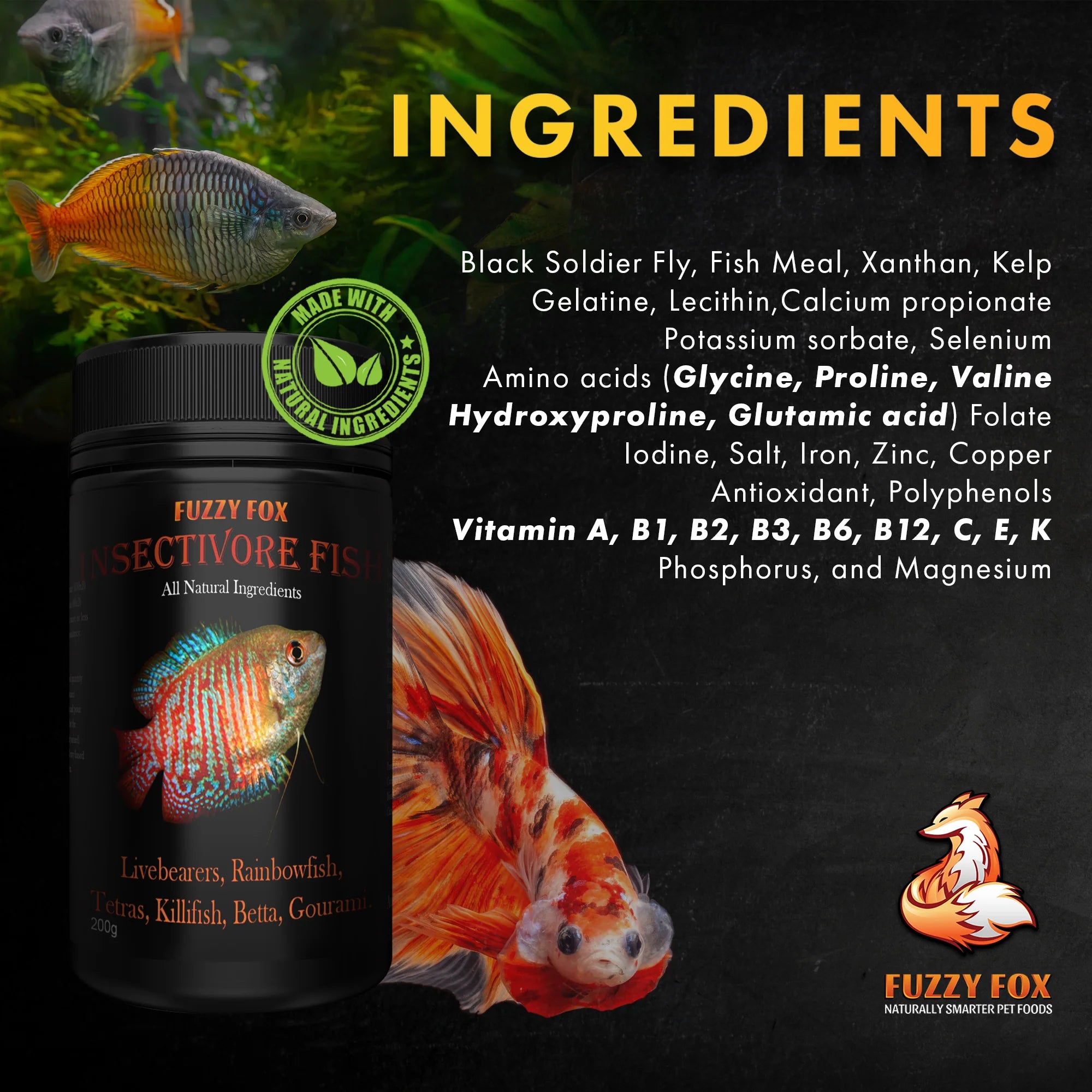 Fuzzy Fox Fish Insectivore Gel Food Pre-mix – FishBits